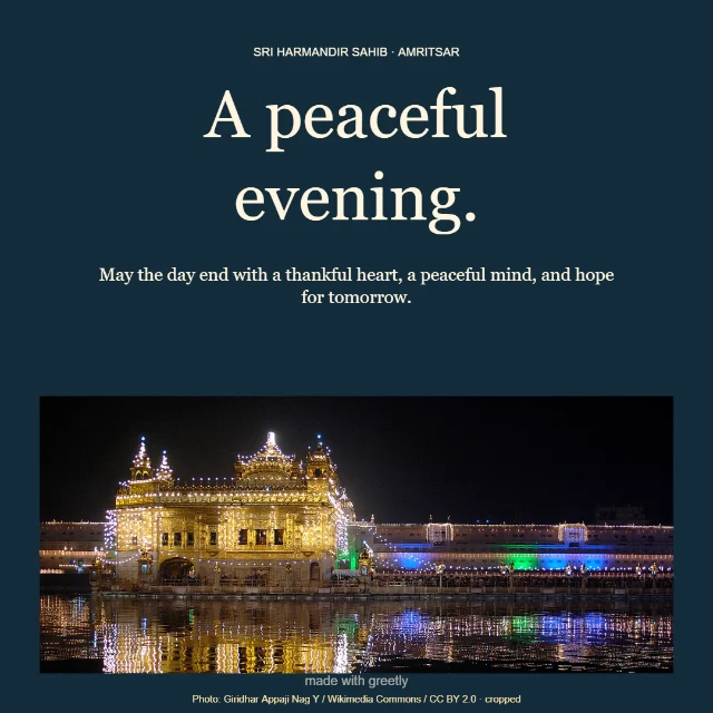 Golden Temple · Evening reflections: A peaceful evening.