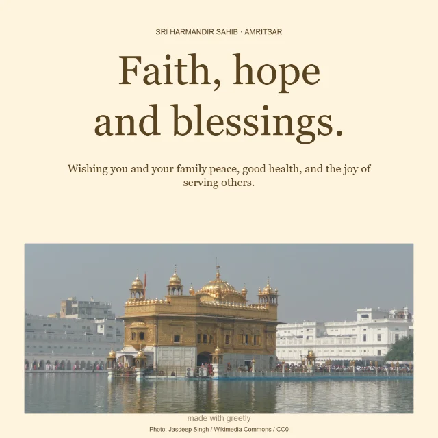 Harmandir Sahib · Blessings: Faith, hope and blessings.